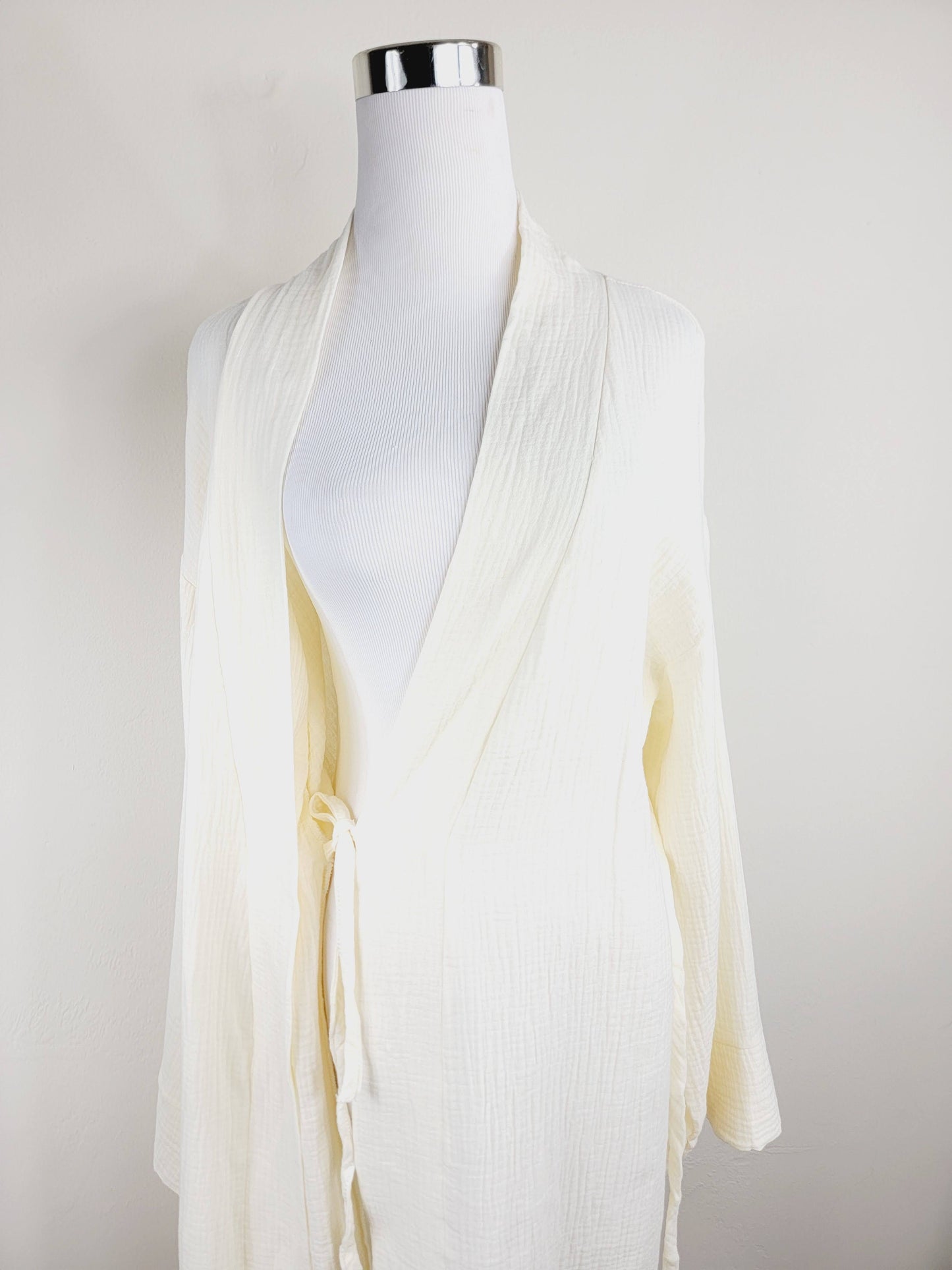 Women's Cotton Muslin Robe,Wrap style , Loose Sleeves,Belted