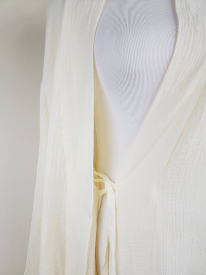 Women's Cotton Muslin Robe,Wrap style , Loose Sleeves,Belted