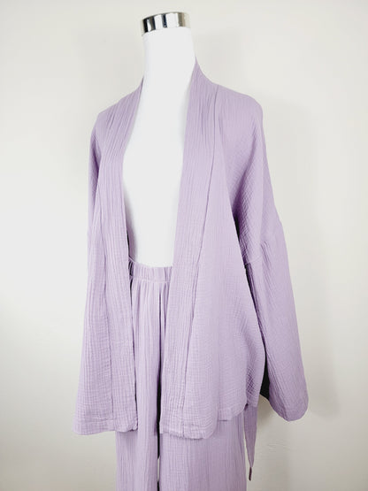 Breathable Muslin Set for Women, Versatile Everyday Wear, Lilac