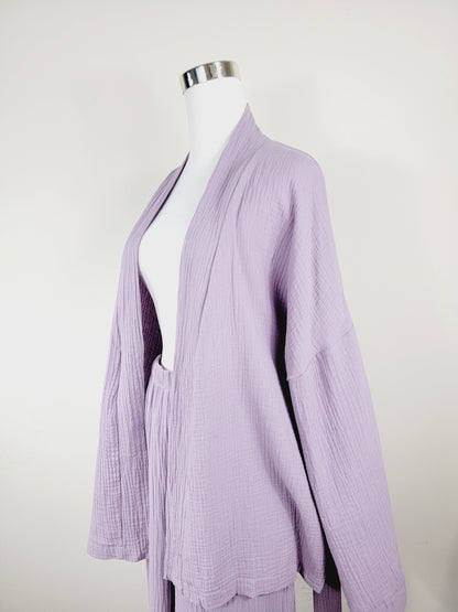 Breathable Muslin Set for Women, Versatile Everyday Wear, Lilac