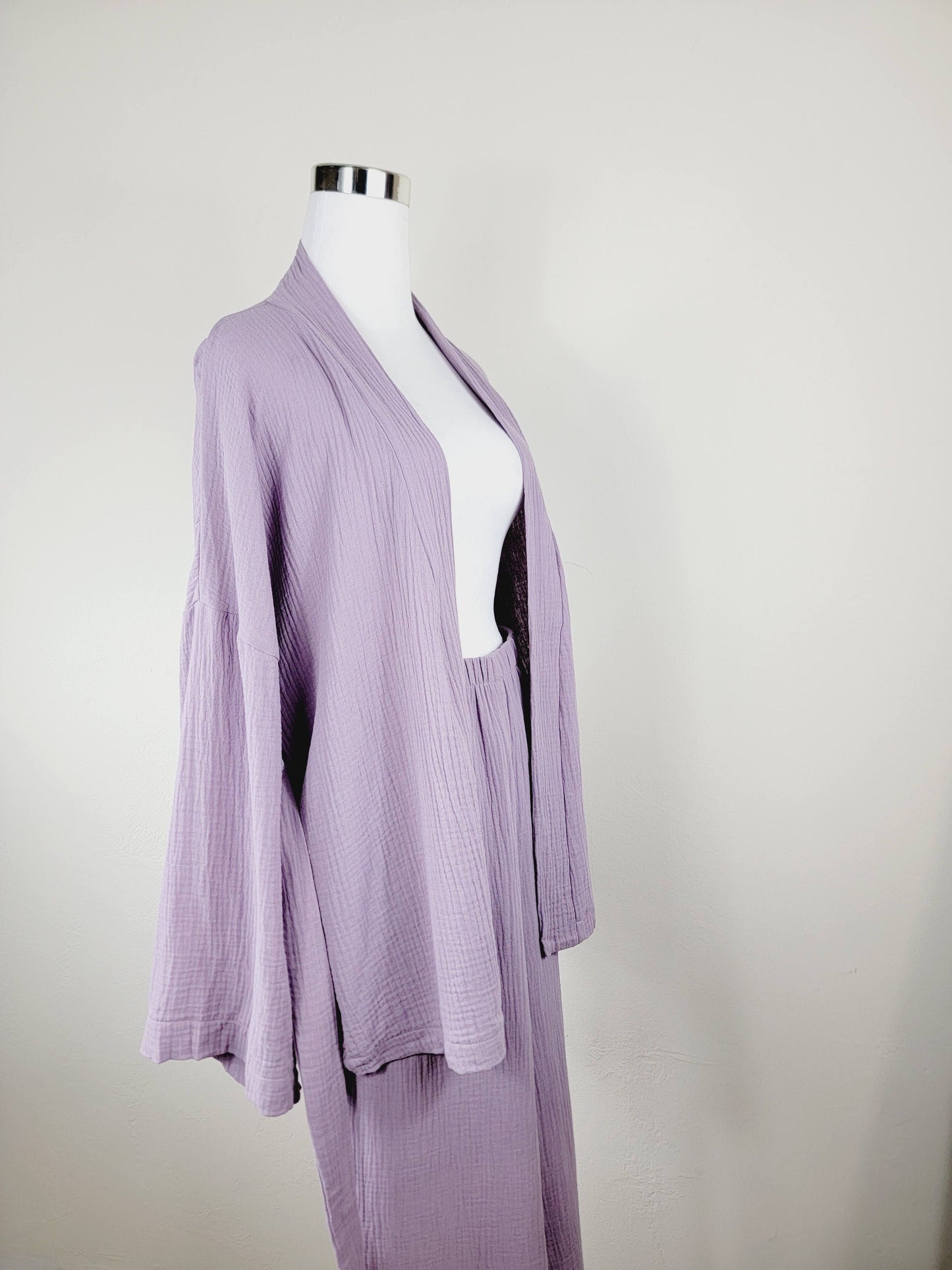 Breathable Muslin Set for Women, Versatile Everyday Wear, Lilac