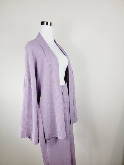 Breathable Muslin Set for Women, Versatile Everyday Wear, Lilac