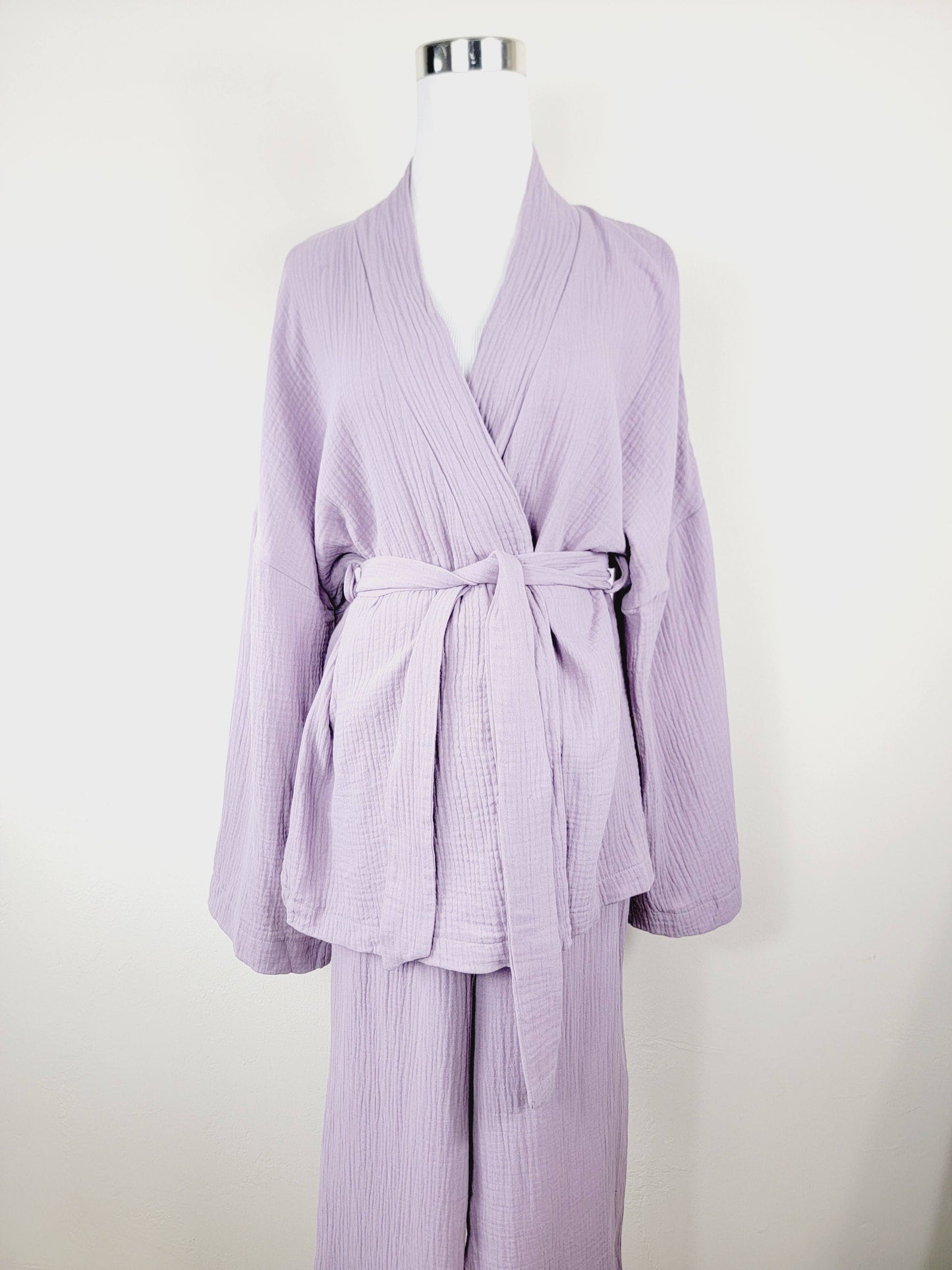 Breathable Muslin Set for Women, Versatile Everyday Wear, Lilac