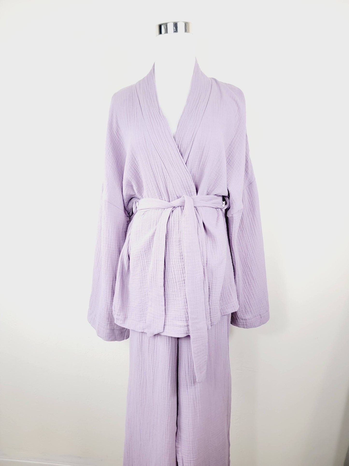 Breathable Muslin Set for Women, Versatile Everyday Wear, Lilac