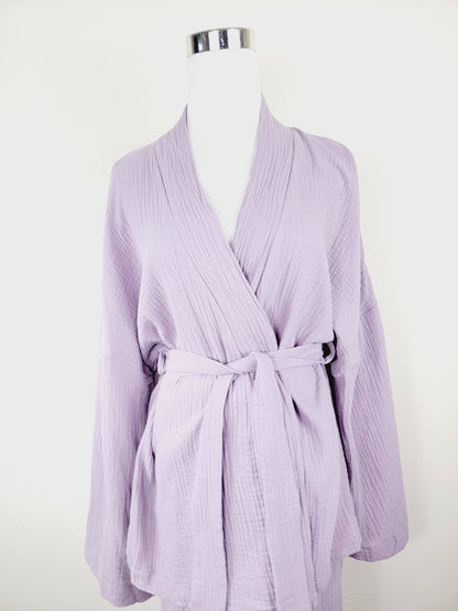 Breathable Muslin Set for Women, Versatile Everyday Wear, Lilac