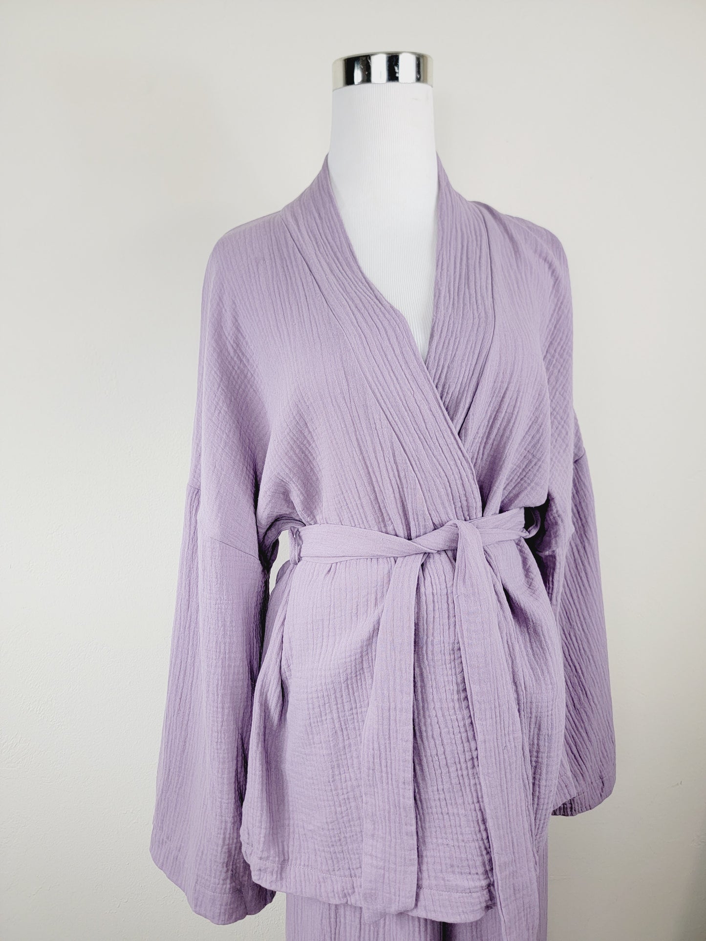 Breathable Muslin Set for Women, Versatile Everyday Wear, Lilac