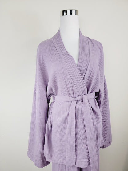 Breathable Muslin Set for Women, Versatile Everyday Wear, Lilac