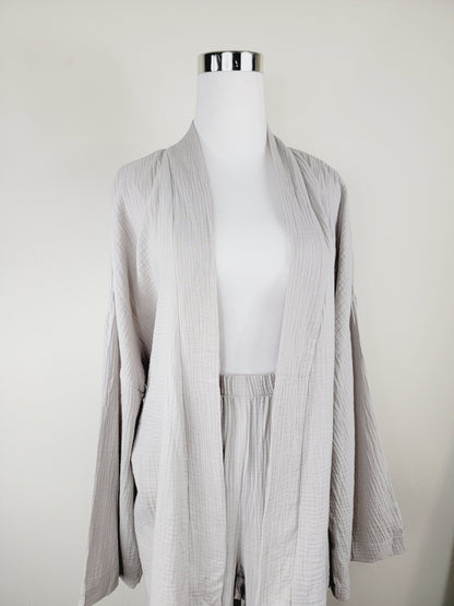 Breathable Muslin Set for Women, Versatile Everyday Wear, Gray