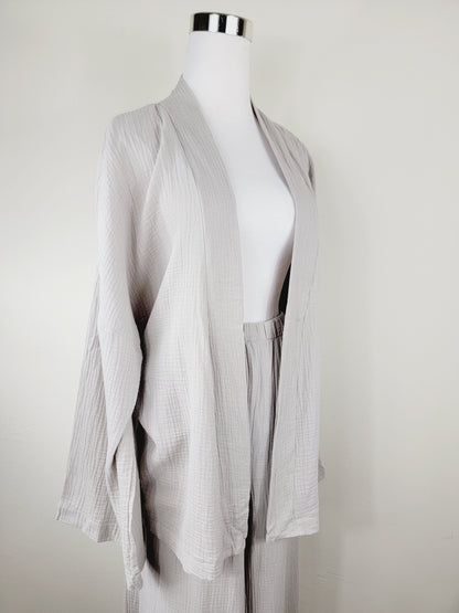 Breathable Muslin Set for Women, Versatile Everyday Wear, Gray