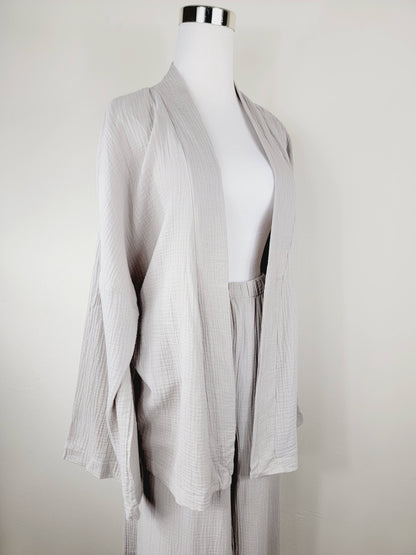 Breathable Muslin Set for Women, Versatile Everyday Wear, Gray