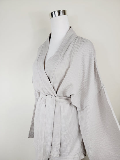 Breathable Muslin Set for Women, Versatile Everyday Wear, Gray