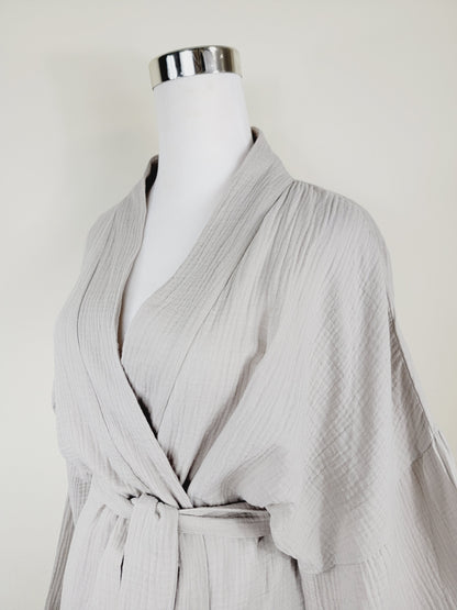 Breathable Muslin Set for Women, Versatile Everyday Wear, Gray