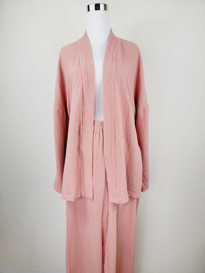 Breathable Muslin Set for Women, Versatile Everyday Wear , Blush