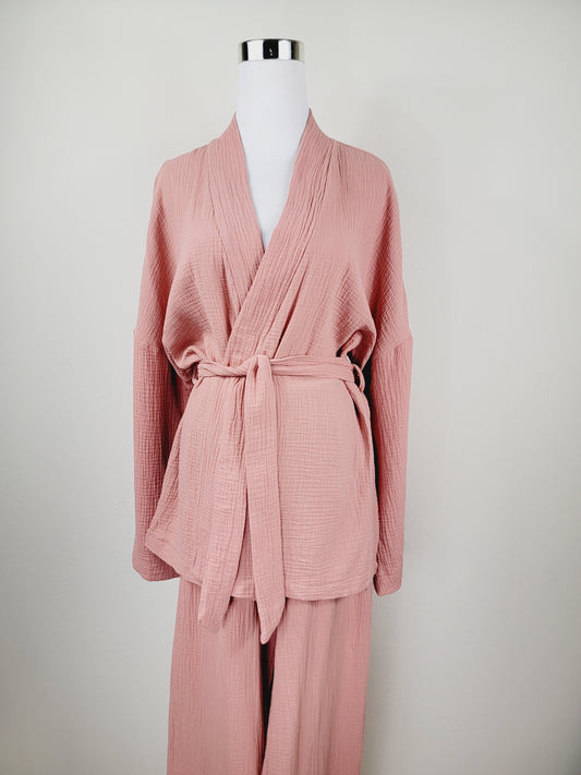 Breathable Muslin Set for Women, Versatile Everyday Wear , Blush