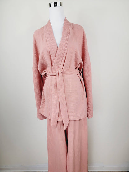 Breathable Muslin Set for Women, Versatile Everyday Wear , Blush