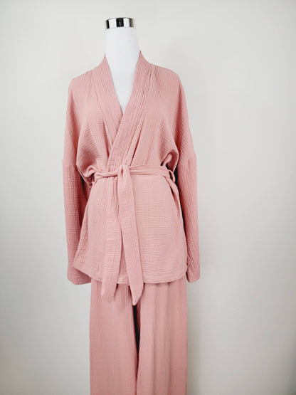 Breathable Muslin Set for Women, Versatile Everyday Wear , Blush