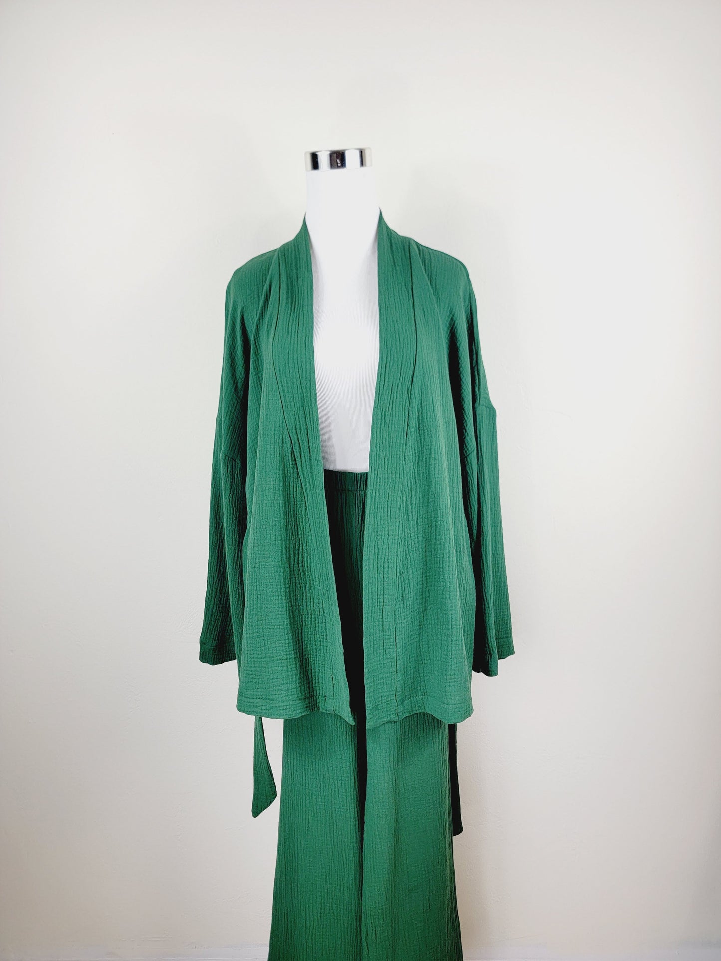 Breathable Muslin Set for Women, Versatile Everyday Wear , Green