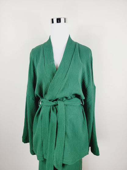 Breathable Muslin Set for Women, Versatile Everyday Wear , Green