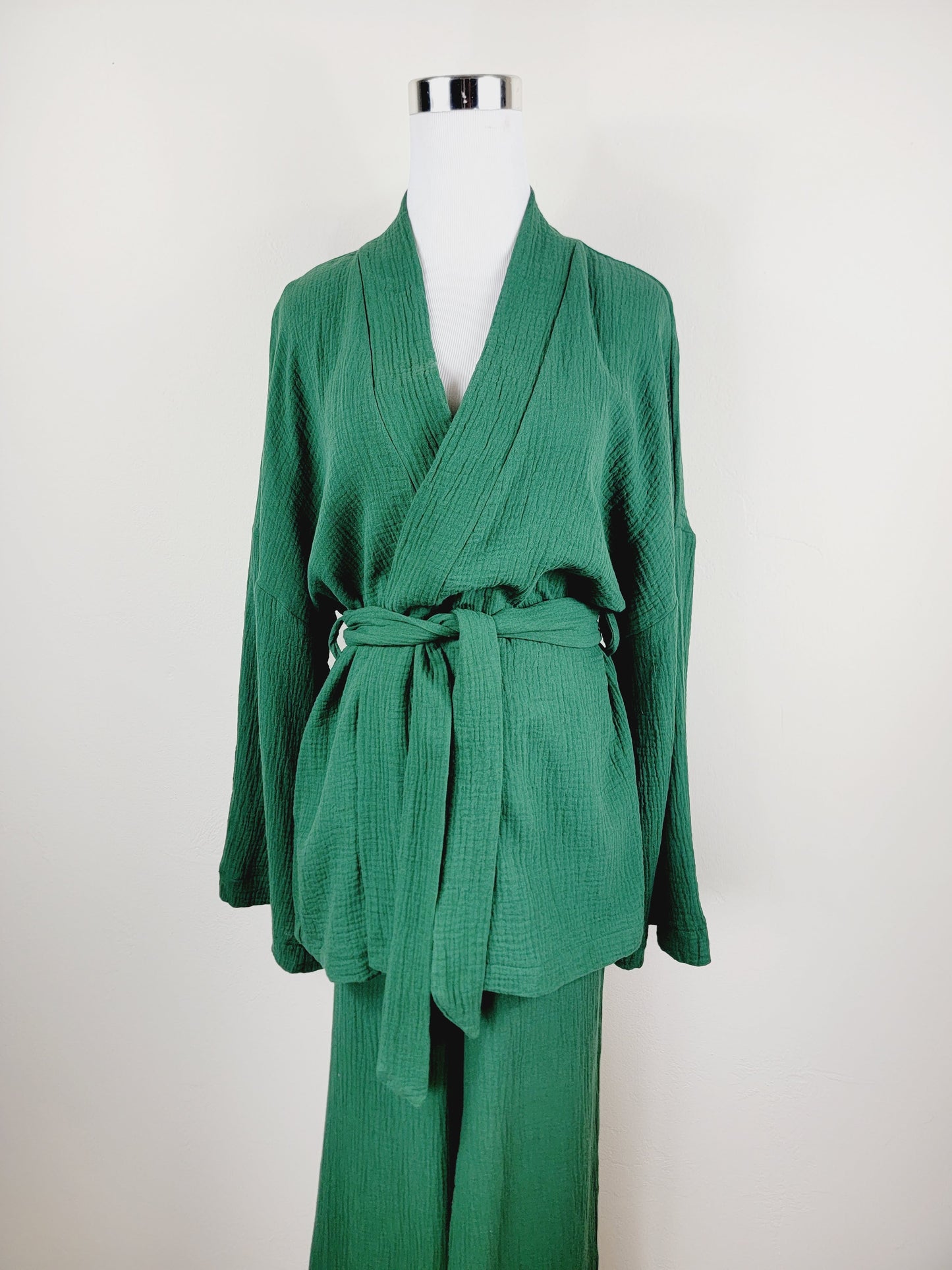 Breathable Muslin Set for Women, Versatile Everyday Wear , Green