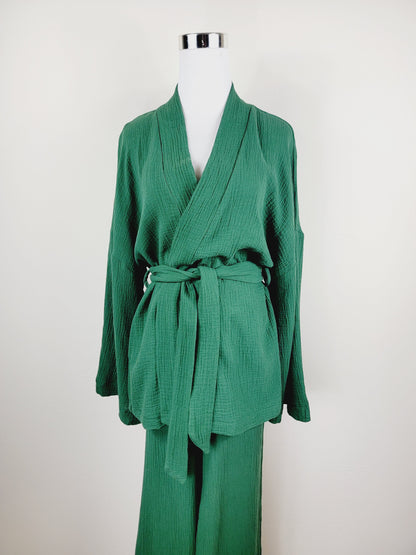 Breathable Muslin Set for Women, Versatile Everyday Wear , Green