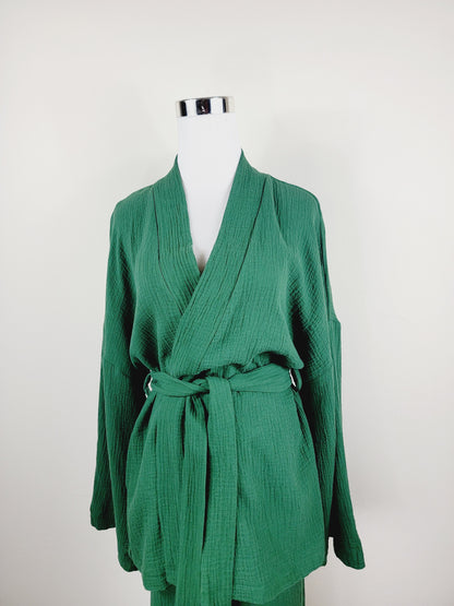 Breathable Muslin Set for Women, Versatile Everyday Wear , Green