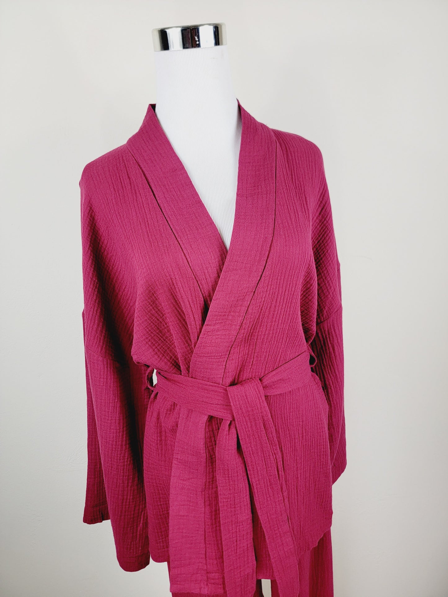 Breathable Muslin Set for Women, Versatile Everyday Wear , Cherry