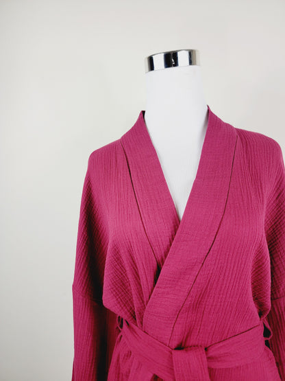 Breathable Muslin Set for Women, Versatile Everyday Wear , Cherry