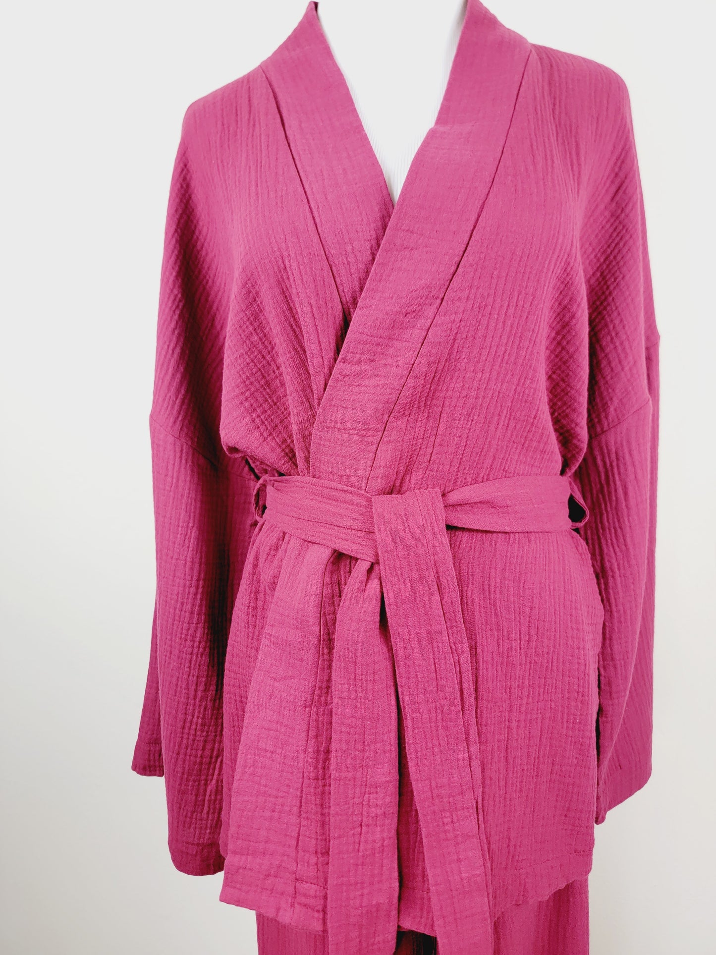 Breathable Muslin Set for Women, Versatile Everyday Wear , Cherry