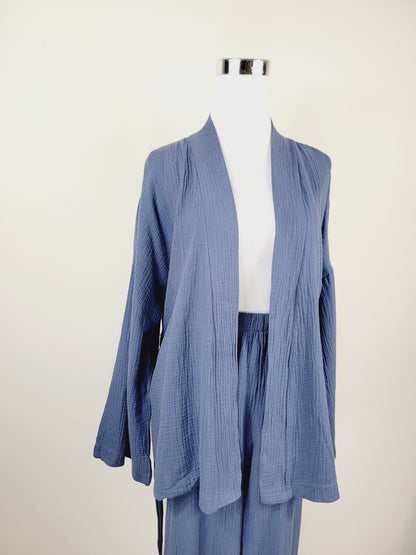 Breathable Muslin Set for Women, Versatile Everyday Wear, Navy