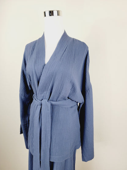 Breathable Muslin Set for Women, Versatile Everyday Wear, Navy