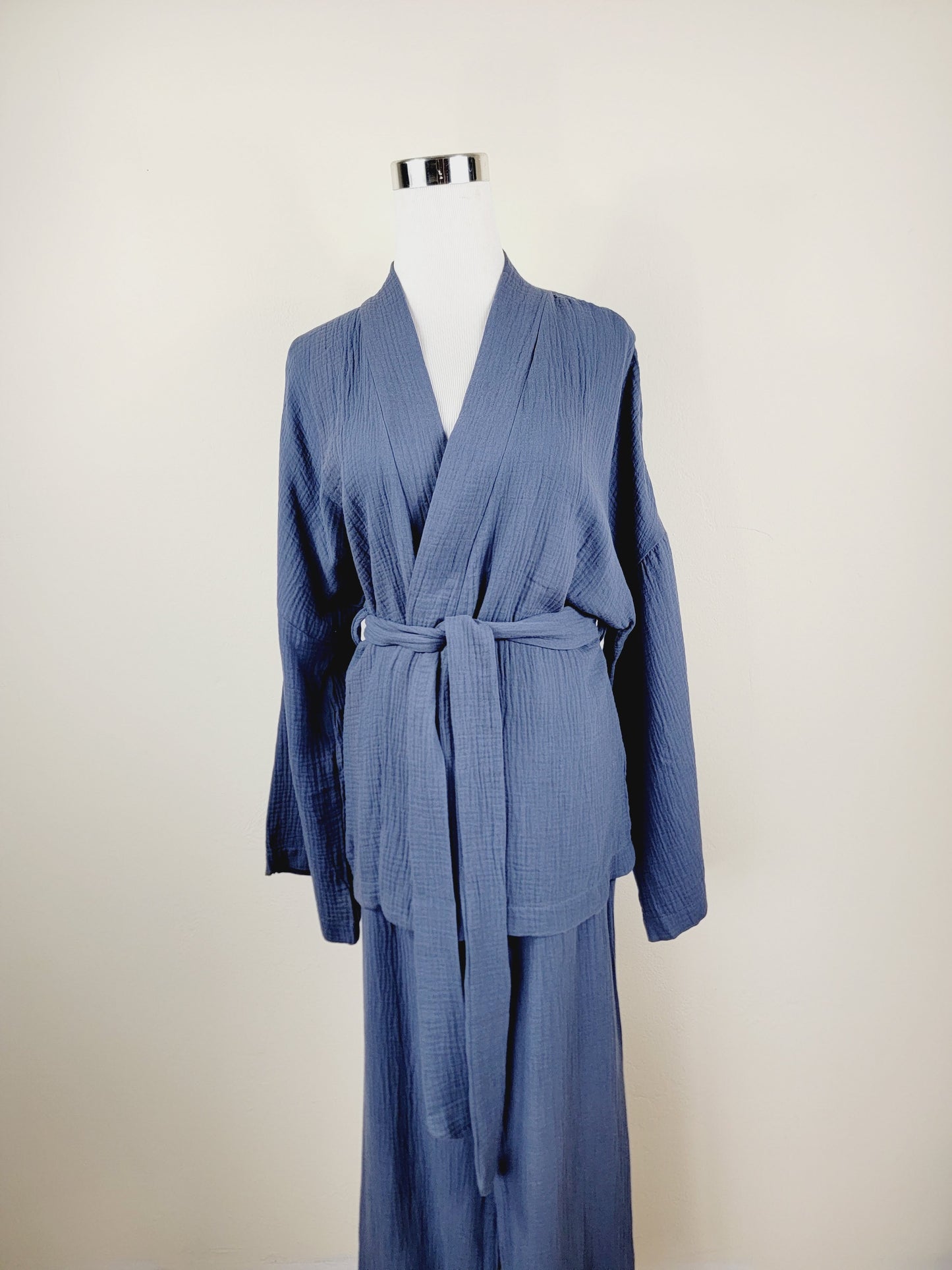 Breathable Muslin Set for Women, Versatile Everyday Wear, Navy