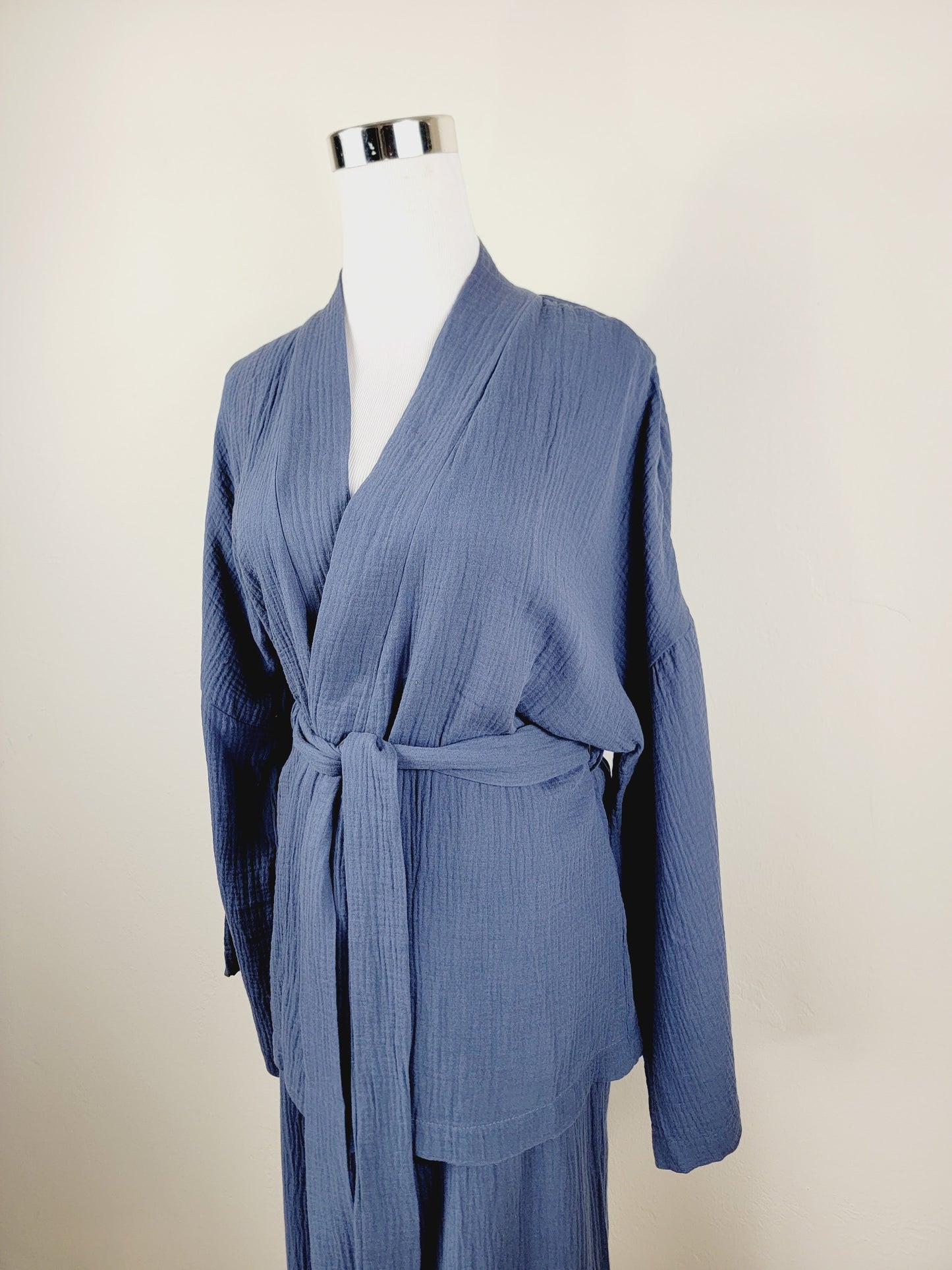 Breathable Muslin Set for Women, Versatile Everyday Wear, Navy