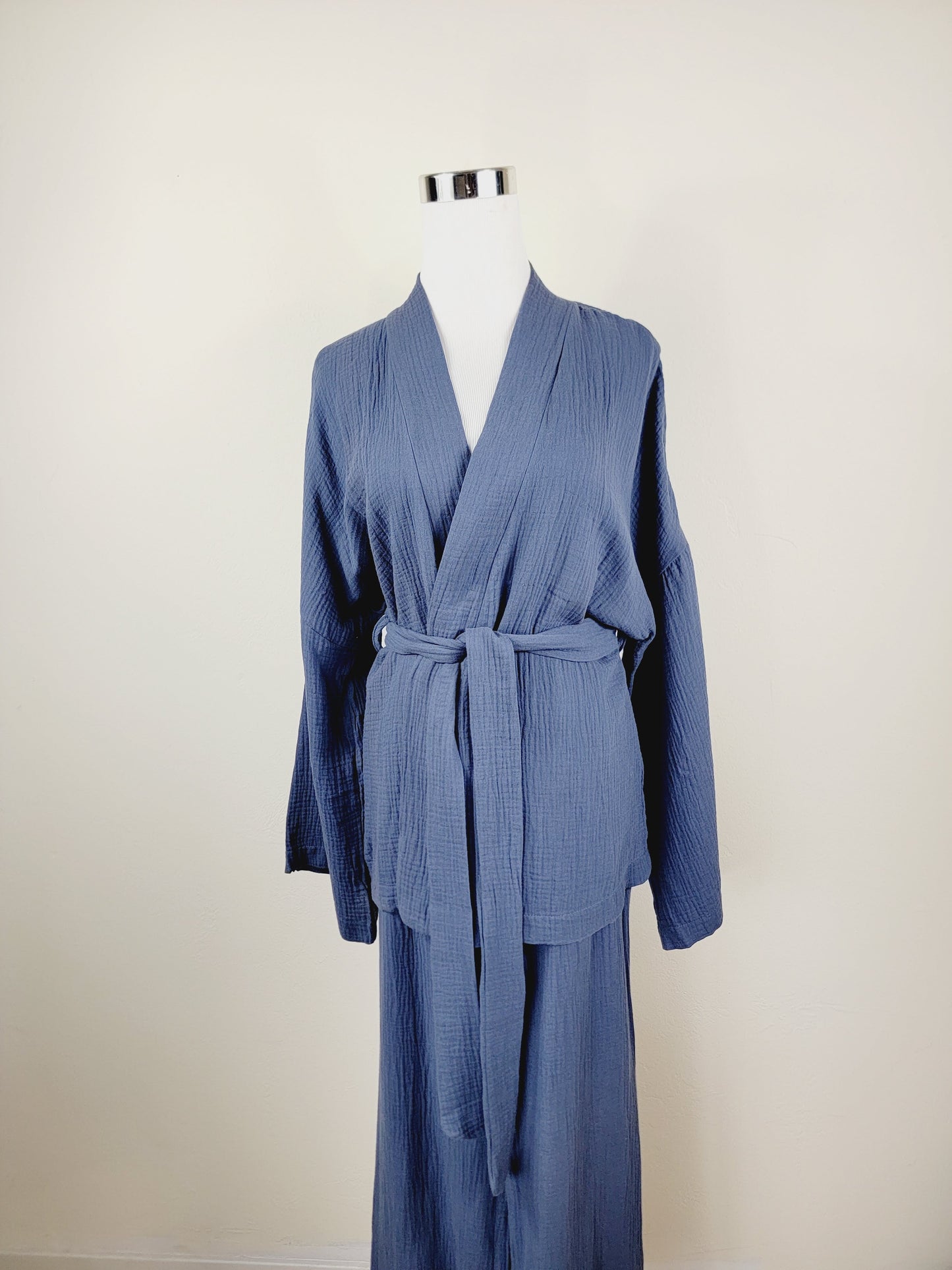 Breathable Muslin Set for Women, Versatile Everyday Wear, Navy