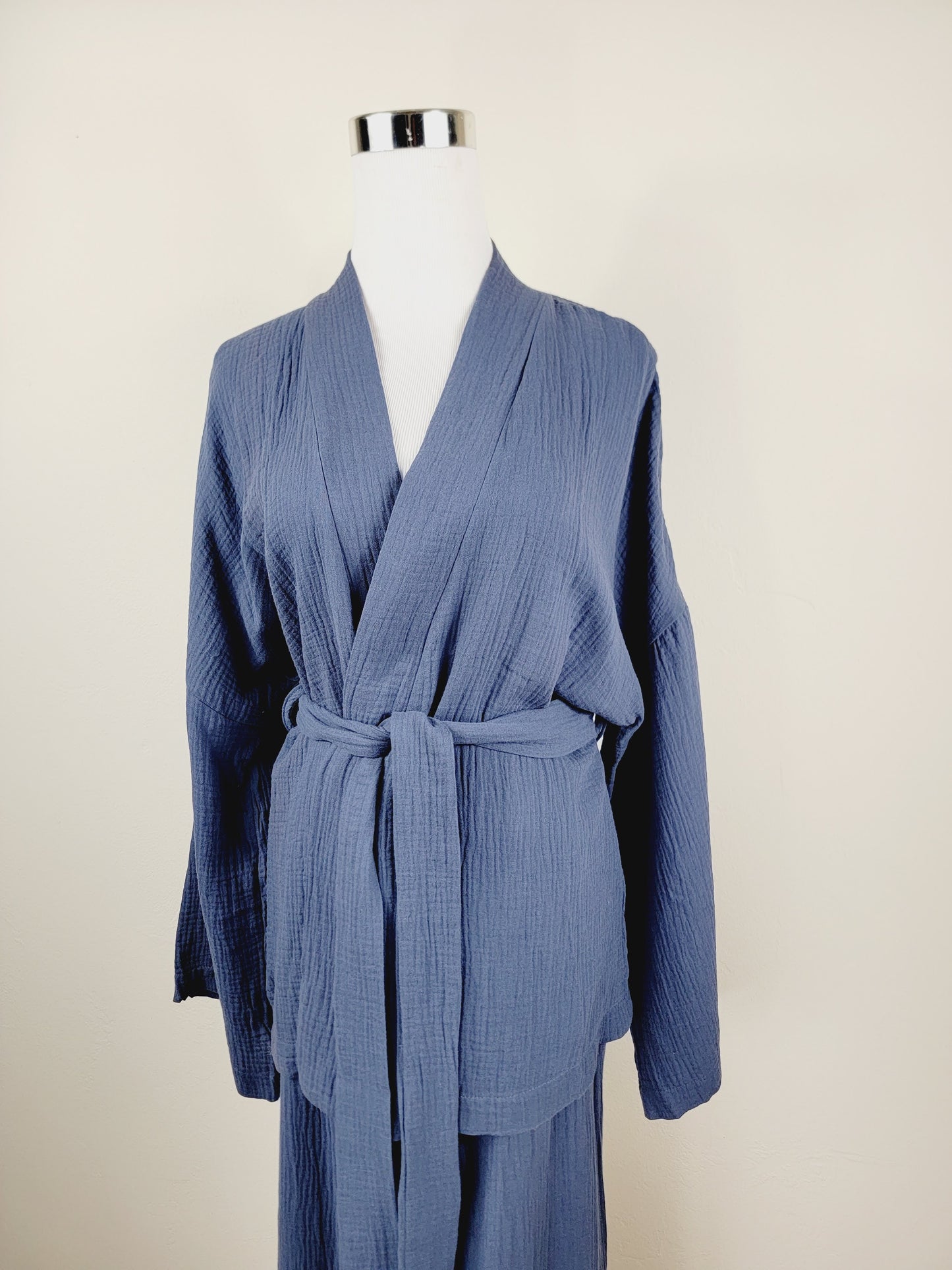 Breathable Muslin Set for Women, Versatile Everyday Wear, Navy