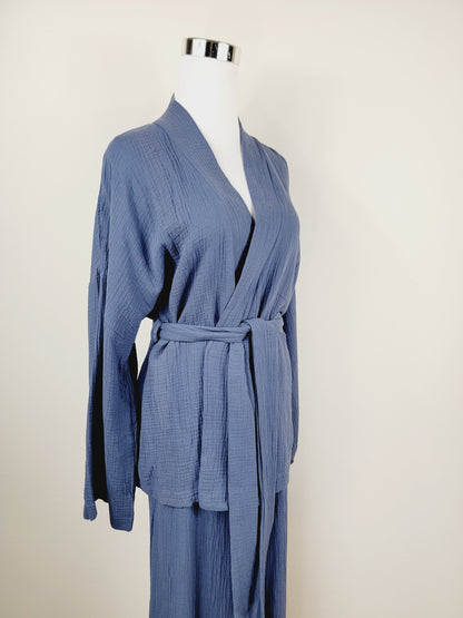 Breathable Muslin Set for Women, Versatile Everyday Wear, Navy