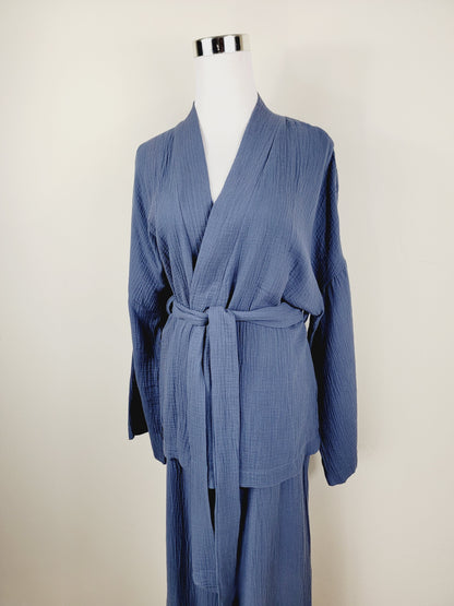 Breathable Muslin Set for Women, Versatile Everyday Wear, Navy