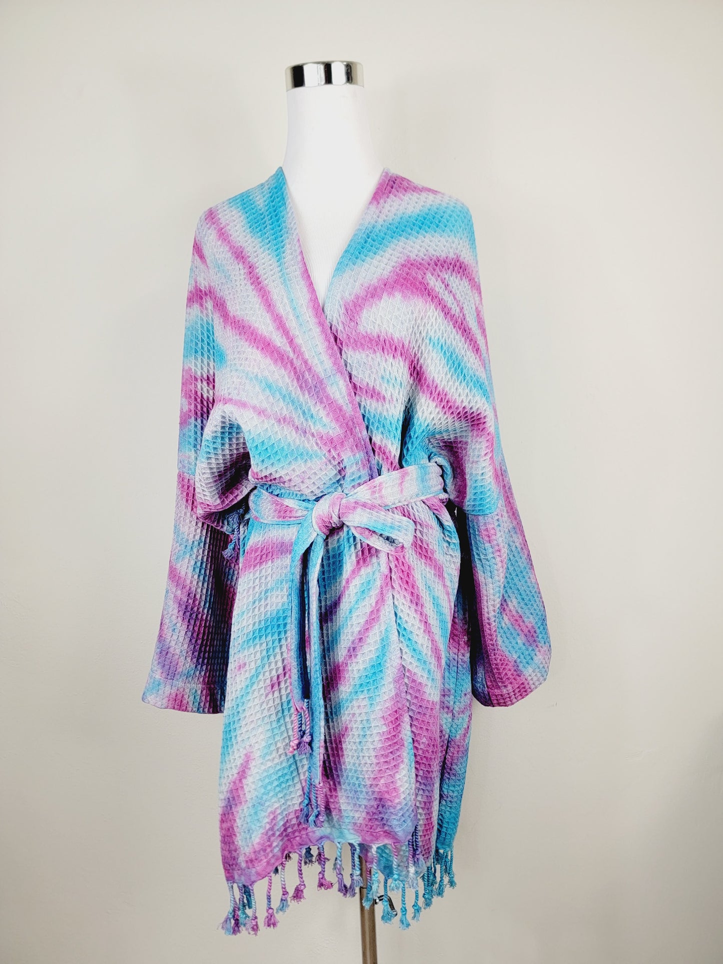 Unisex Cotton Waffle Robe, Honeycomb Weave Bath, Beach & Spa Robe, One Size Oversized
