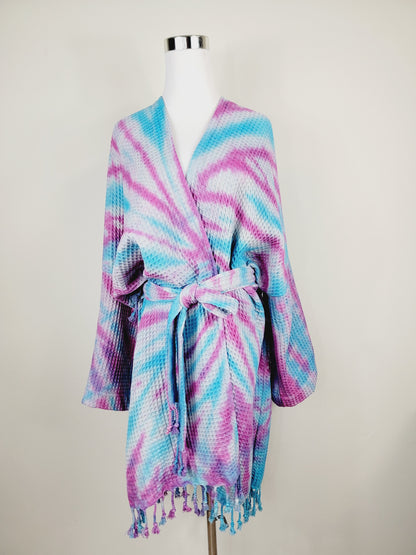 Unisex Cotton Waffle Robe, Honeycomb Weave Bath, Beach & Spa Robe, One Size Oversized