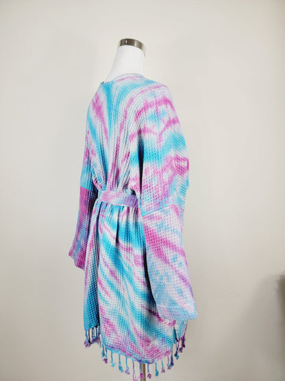 Unisex Cotton Waffle Robe, Honeycomb Weave Bath, Beach & Spa Robe, One Size Oversized