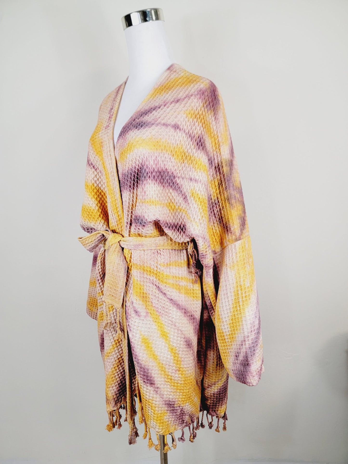 Unisex Cotton Waffle Robe, Honeycomb Weave Bath, Beach & Spa Robe, One Size Oversized