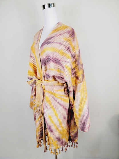 Unisex Cotton Waffle Robe, Honeycomb Weave Bath, Beach & Spa Robe, One Size Oversized