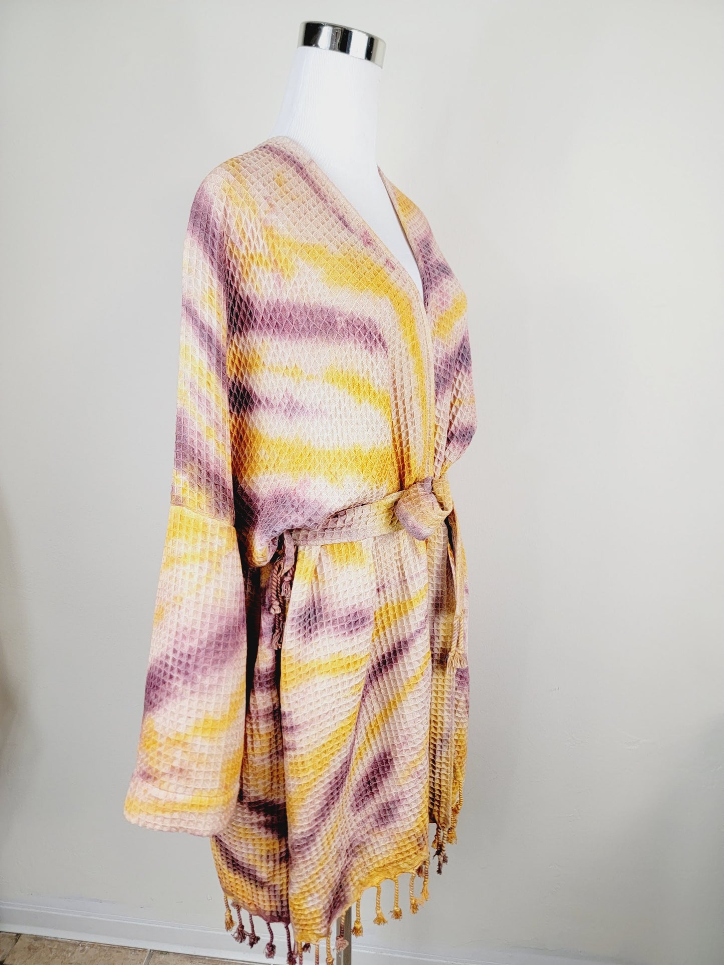 Unisex Cotton Waffle Robe, Honeycomb Weave Bath, Beach & Spa Robe, One Size Oversized