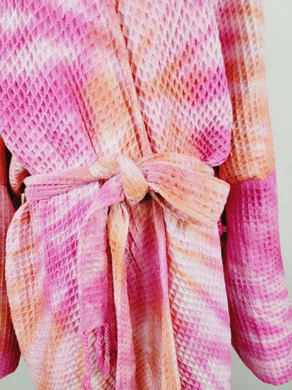 Unisex Cotton Waffle Robe, Honeycomb Weave Bath, Beach & Spa Robe, One Size Oversized