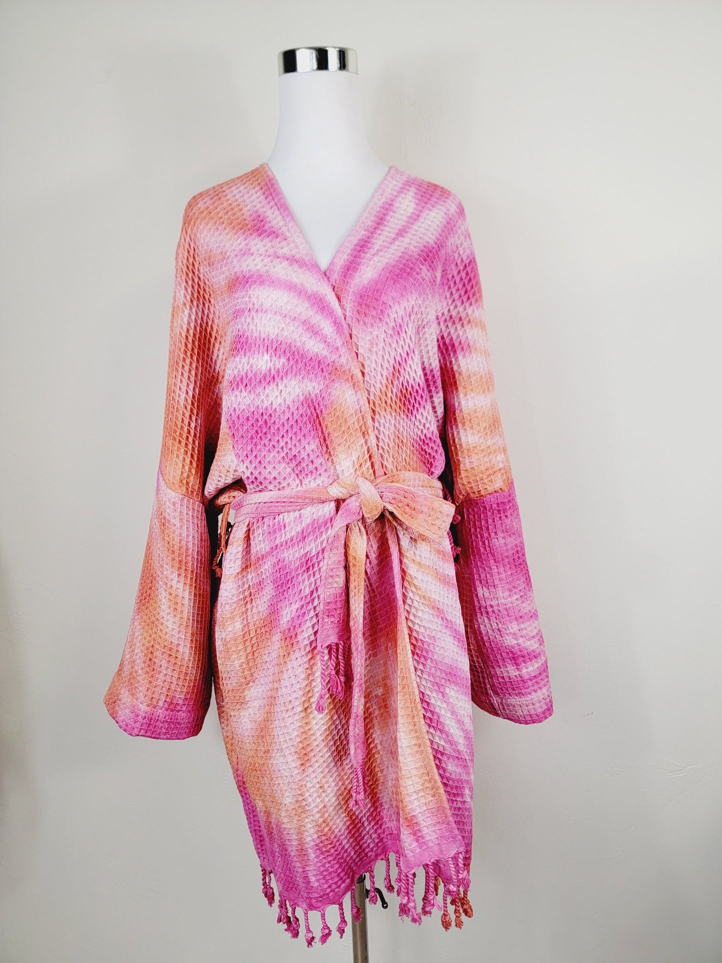 Unisex Cotton Waffle Robe, Honeycomb Weave Bath, Beach & Spa Robe, One Size Oversized
