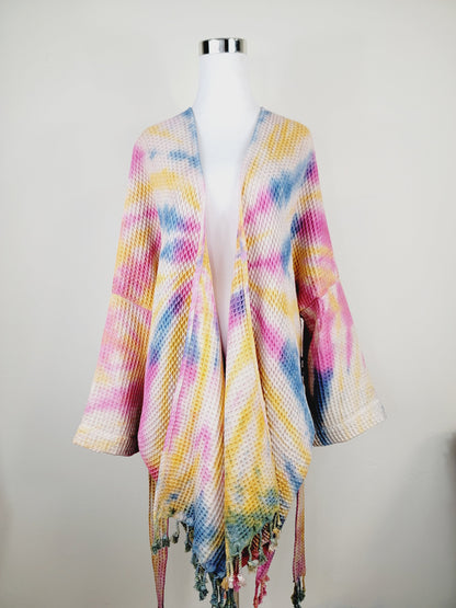 Unisex Cotton Waffle Robe, Honeycomb Weave Bath, Beach & Spa Robe, One Size Oversized