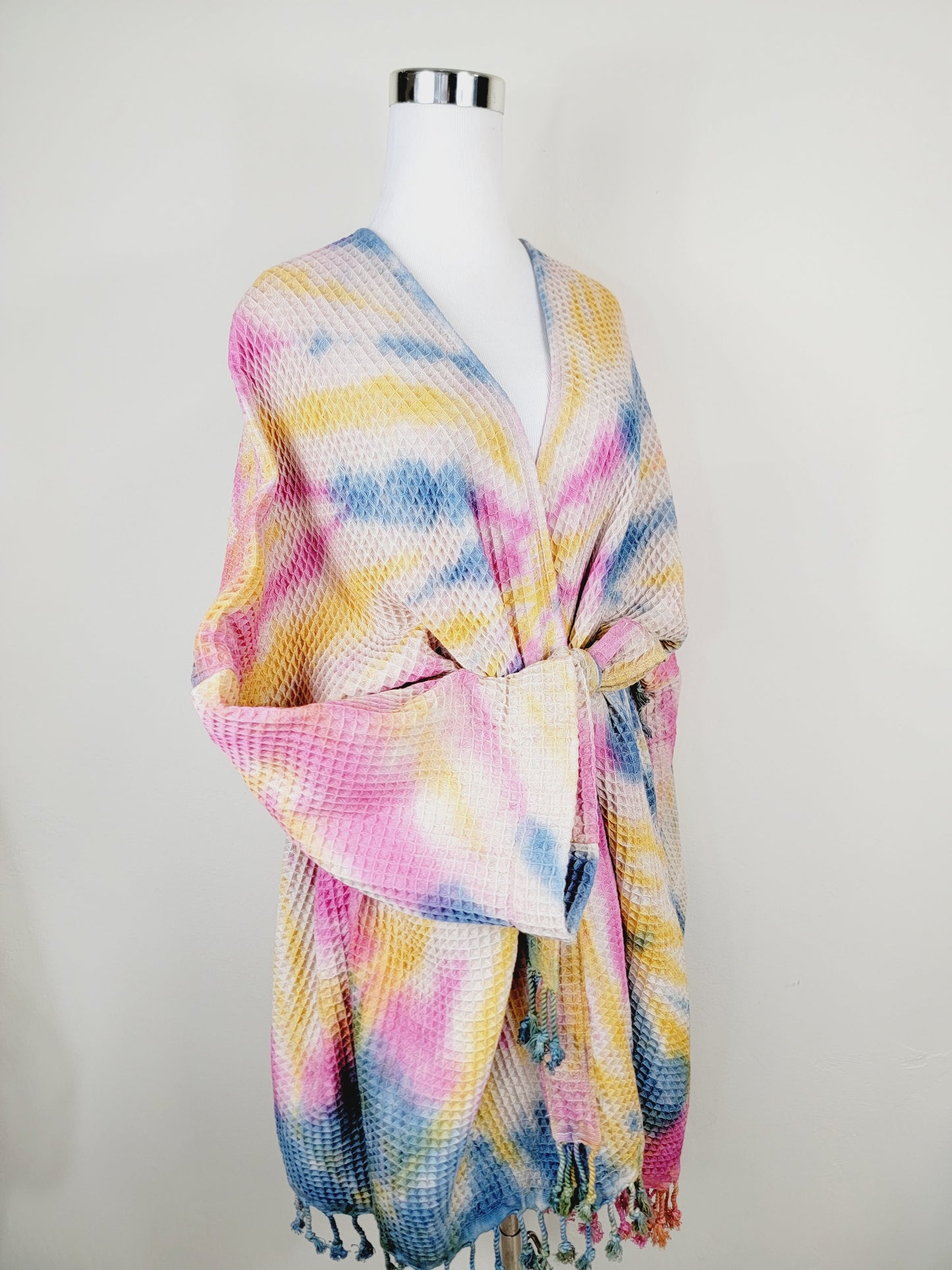 Unisex Cotton Waffle Robe, Honeycomb Weave Bath, Beach & Spa Robe, One Size Oversized