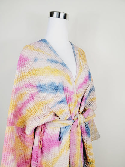 Unisex Cotton Waffle Robe, Honeycomb Weave Bath, Beach & Spa Robe, One Size Oversized