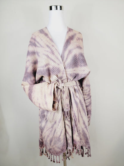 Unisex Cotton Waffle Robe, Honeycomb Weave Bath, Beach & Spa Robe, One Size Oversized