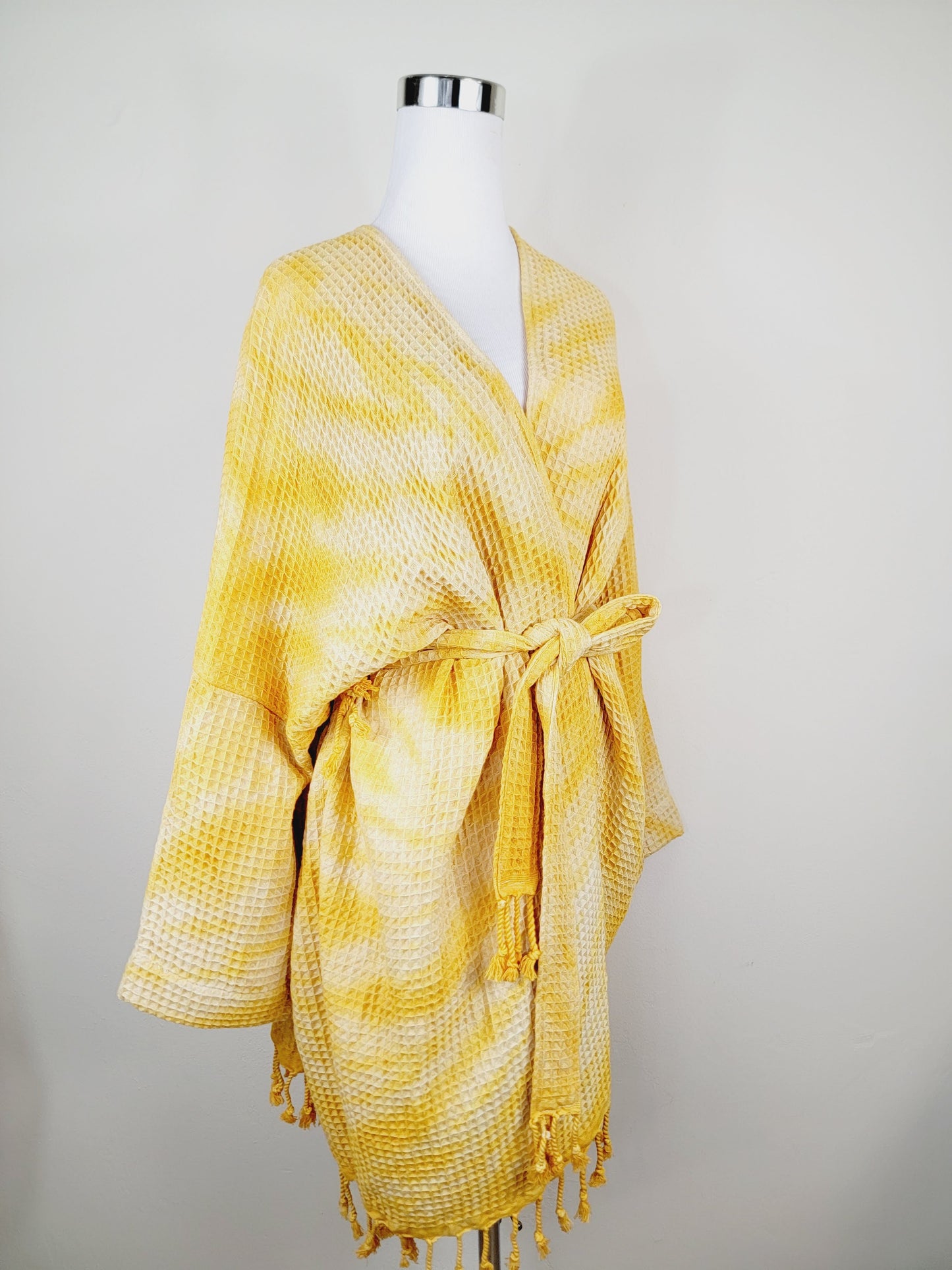 Unisex Cotton Waffle Robe, Honeycomb Weave Bath, Beach & Spa Robe, One Size Oversized