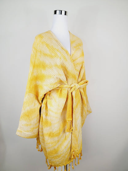 Unisex Cotton Waffle Robe, Honeycomb Weave Bath, Beach & Spa Robe, One Size Oversized